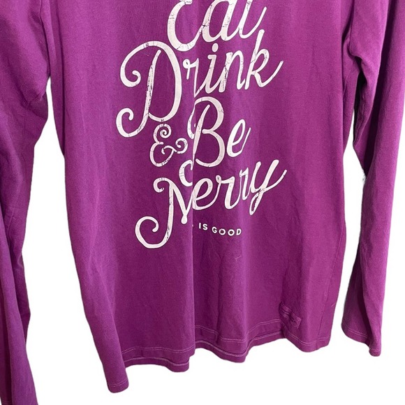 Life is Good ‘Eat Drink and Be Merry’ Long Sleeve Graphic Tee Size Small - Picture 4 of 6